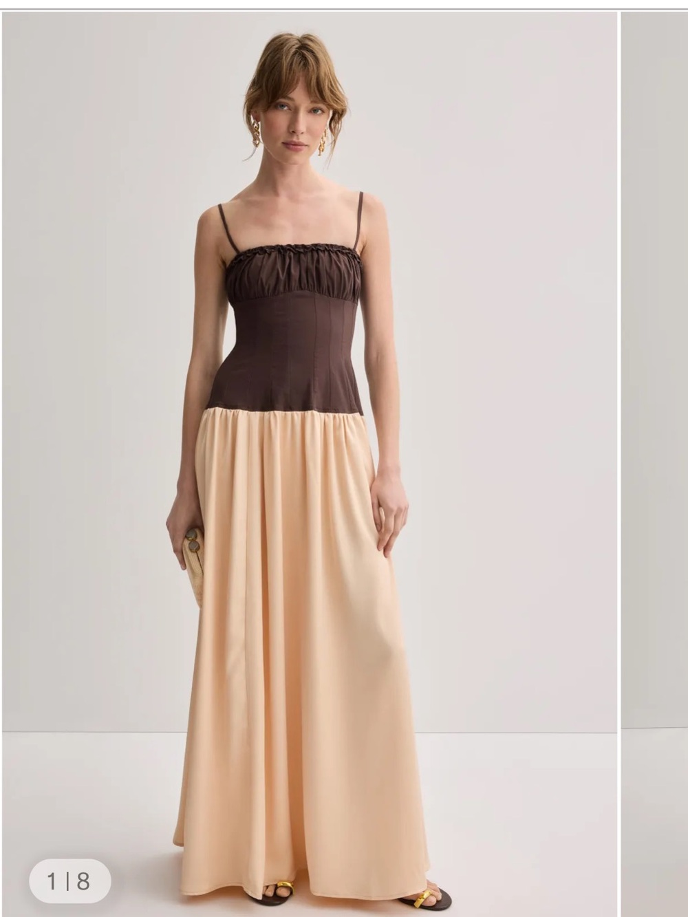 WeWoreWhat Brown and Peach Two-Tone Maxi Dress - NEW WITH TAGS